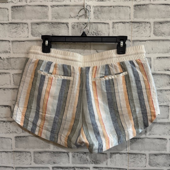 Women’s Athleta 100% linen striped shorts athletic casual boho beach vibes 10 - Picture 2 of 4